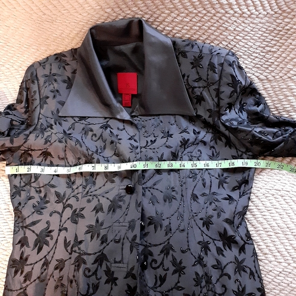 J S COLLECTION PETITE 3 PIECE SKIRT SUIT WOMEN BEADED DARK GRAY EXTRA LONG SKIRT - Picture 4 of 16